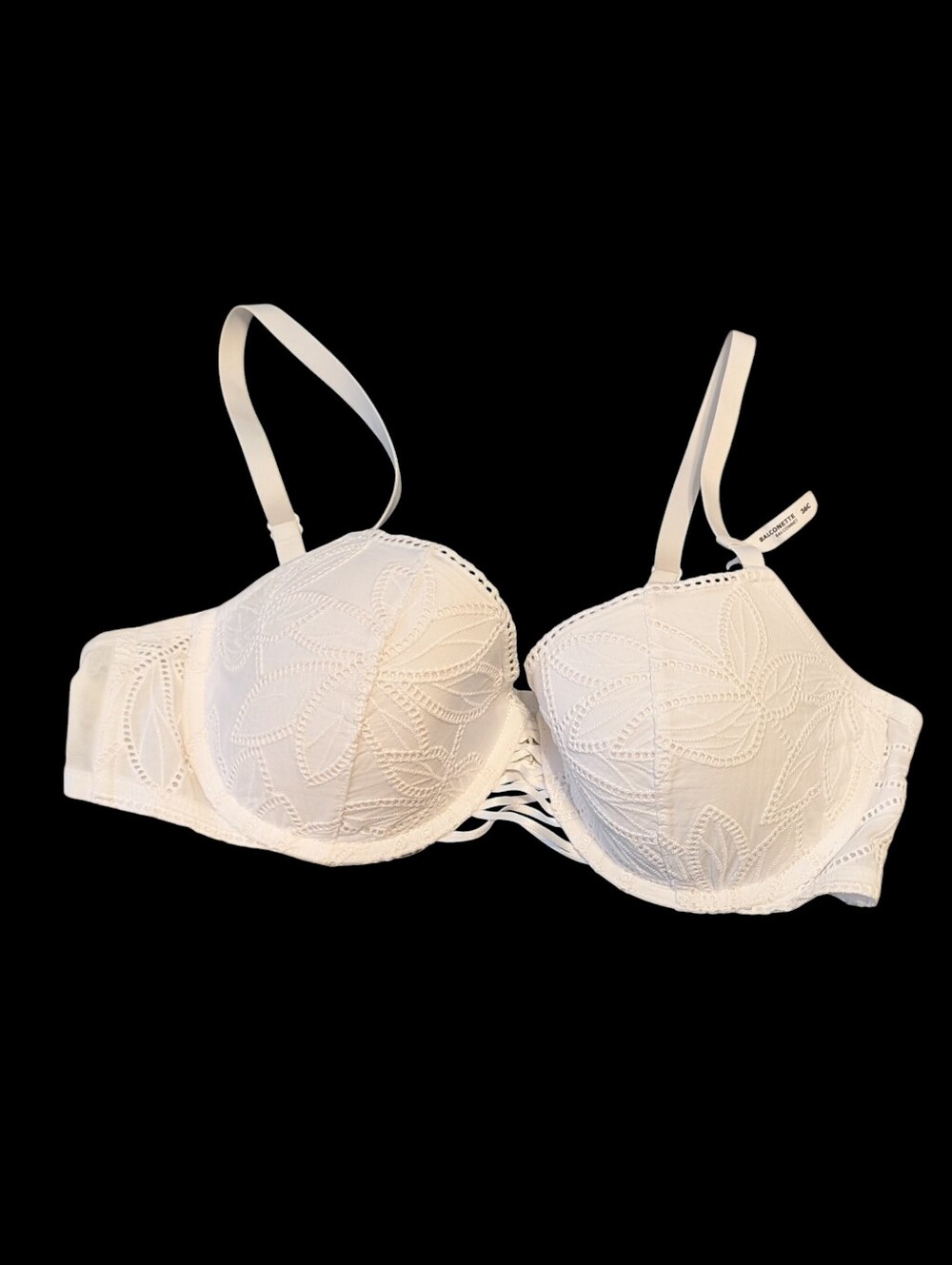 NEW Aerie Show Off Balconette Bra White Eyelet 36C